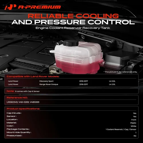 Miniatura 2 de A-Premium Tanque de depósito de recuperación de desbordamiento de refrigerante del motor [con tapa y sensor] compatible con Jaguar E-Pace 2018-2019