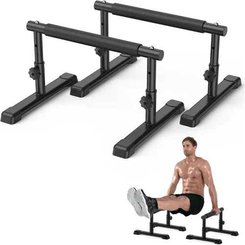IMAYCC Push Up Bar, Adjustable 7.5" and 10.6" High Parallettes Bars & Dip Bar With Full-Cover Foam Grips, No Wobbling Calisthenics Equipment For
