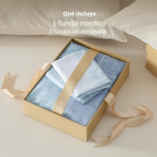 Miniatura 6 de Bedsure - Funda de edredón tamaño Queen, reversible, cuadros escoceses, cierre de cremallera, ropa de cama azul de 3 piezas con 8 lazos en las 05