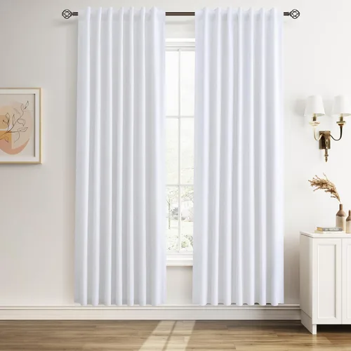 Miniatura 59 de Guken Cortinas opacas de lino, 2 paneles rústicos, elegantes, 100% opacas, con aislamiento térmico, banda de ganchos y trabilla trasera, 52 x 84