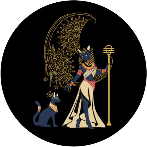 Miniatura 3 de Ancient Egyptian Cat Goddess Bastet Egipto Crescent Moon PopSockets intercambiables PopGrip
