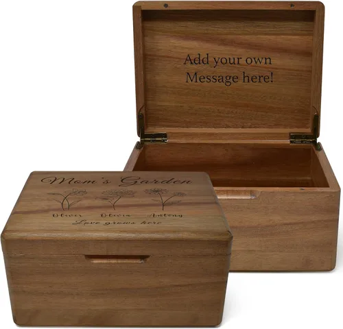 Miniatura 47 de Caja de madera grabada personalizada grande – Caja de recuerdo de madera de acacia con mensaje oculto personalizado, cajas de memoria de nogal