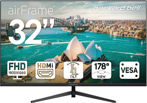 Miniatura 16 de Packard Bell Monitor airFrame FHD de 21 pulgadas, 1920x1080, Ultrawide, compatible con montaje VESA, ajuste de inclinación, HDMI/VGA, bisel delgado