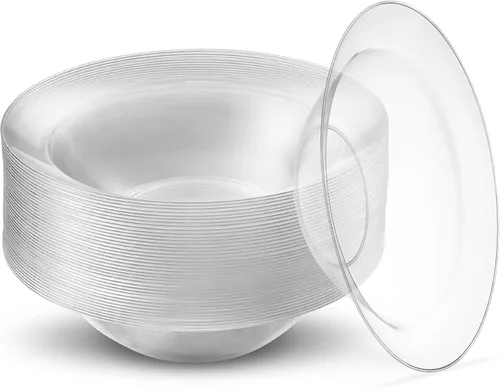 Miniatura 12 de Pack de 40 tazones desechables de helado y postre de plástico duro transparente de 5 onzas, de peso pesado y clase premium