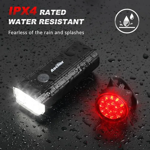 Miniatura 8 de Ascher USB Rechargeable Bike Light Front and Back, Super Bright 1000 Lumens Bicycle Headlight and Compact Tail Light, 4 Light Modes, Large Capacity