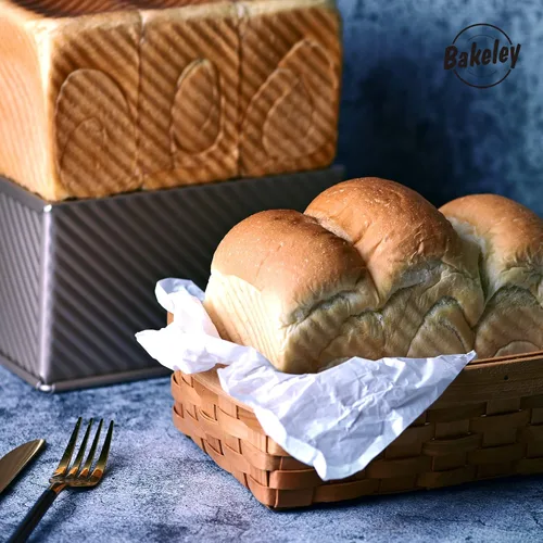 Miniatura 5 de Molde antiadherente para pan Pullman con tapa, 450g Rectángulo ondulado para hornear en el horno, capacidad para masa 21,1 x 12,2 x 10,9 cm