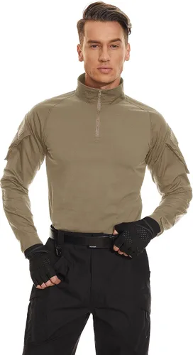 Miniatura 26 de TACVASEN Camisa táctica de manga larga para hombre, con cremallera de 1/4, con bolsillos, para paintball, militar, Airsoft, transpirable