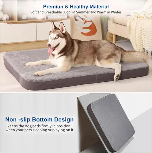 Miniatura 7 de Cama para Perros Extra Grandes, Colchón de Cama para Perros Jumbo de Espuma Ortopédica, Cama para Dormir de Mascotas de 47 Pulgadas para Alivio