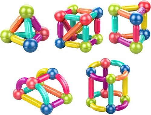 Miniatura 5 de Juego de bolas y varillas magnéticas, bloques de construcción magnéticos Montessori, juguetes magnéticos para niños pequeños, juguetes sensoriales