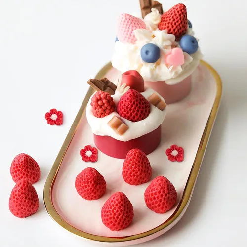 Miniatura 4 de 5 moldes de silicona para fresas, moldes de fondant de fresa 3D para chocolate, dulces, decoración de pasteles, decoración de cupcakes