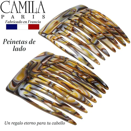 Miniatura 5 de Camila Paris CP2332/2 Peine lateral francés hecho a mano ónix, pequeño trenzado decorativo para el cabello, clips de sujeción fuerte para mujeres