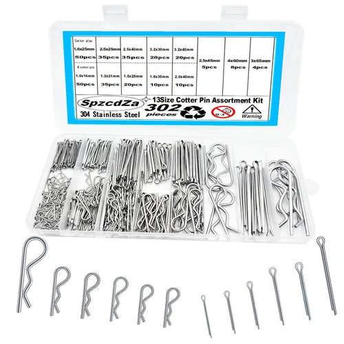 Miniatura 5 de 100 piezas de pasador de chaveta de acero inoxidable 304, kit surtido de accesorios para mecánica automotriz, reparación de motores pequeños
