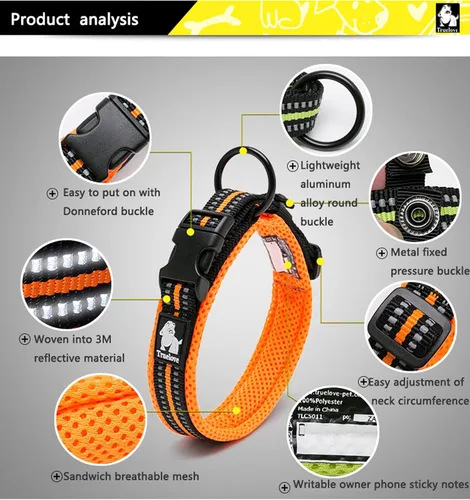 Miniatura 2 de Truelove TLC5011 - Collar para perro reflectante con hebilla Duraflex de alta calidad, cincha de nailon de alta calidad, sin estrangulamiento, Negro