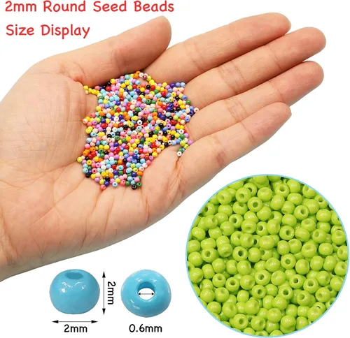 Miniatura 6 de Bala&Fillic Tamaño casi uniforme de 0.079 pulgadas (0.079 in), cuentas redondas de semillas alrededor de 20000 piezas en caja, 12/0 cuentas