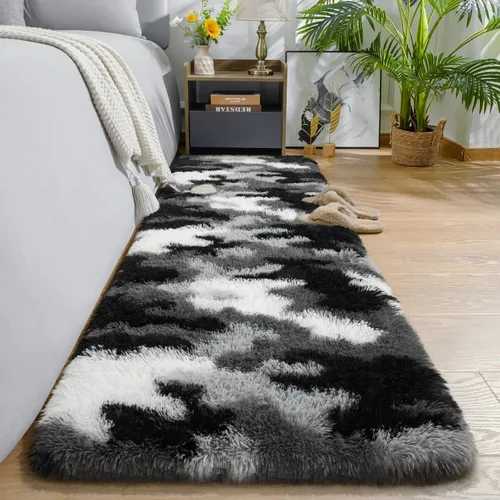 Miniatura 32 de AROGAN Alfombras de área suaves de arco iris para habitación de niñas de 6x9 pies, alfombras esponjosas de dormitorio para niñas, alfombra
