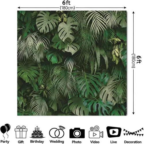 Miniatura 5 de Fondos de fotografía con temática de hojas verdes tropicales, decoración de boda, novia, ducha, fiesta, baby shower, cartel de fondo para fotos