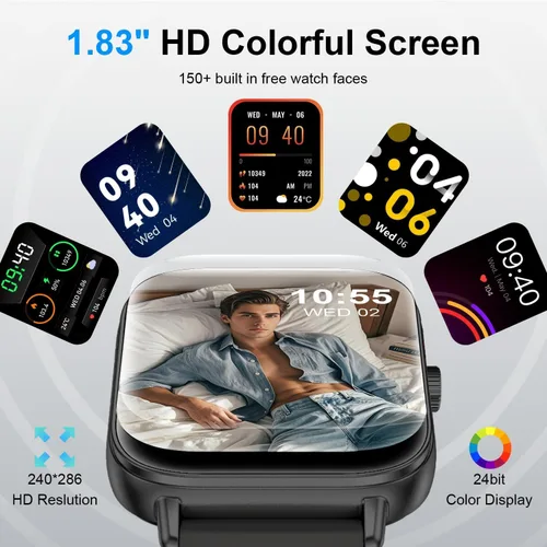 Miniatura 2 de Reloj inteligente para hombres y mujeres, reloj inteligente con pantalla táctil HD de 1.83 pulgadas con Bluetooth llamadas/hacer llamadas, IP68