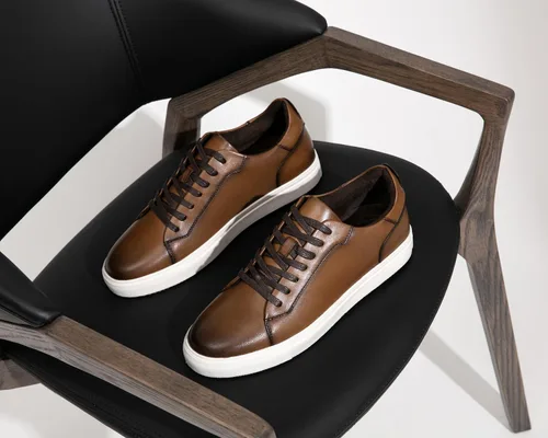 Miniatura 5 de Jousen Zapatos deportivos de moda para hombre, de cuero pulido, zapatos casuales de negocios con estilo retro para hombre
