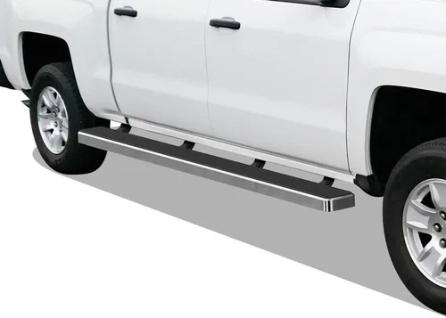 Miniatura 12 de APS - Estribos iBoard para Chevrolet con cabina extendida de 2 puertas completas + 2 puertas de apertura inversa, 4 pulgadas, Aluminio negro