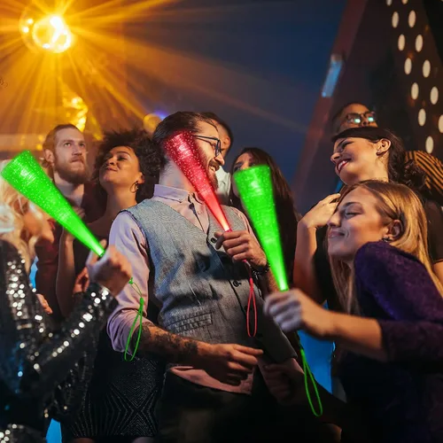 Miniatura 6 de Paquete de 24 Barras Luminosas Verdes de Fibra Óptica, Varitas Brillantes al Granel con 3 Modos Intermitentes para Navidad, Día de San Patricio