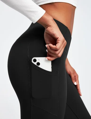 Miniatura 4 de Heathyoga - Leggings con forro de vellón y bolsillos para mujer, leggings térmicos, pantalones de yoga cálidos de cintura alta para mujer