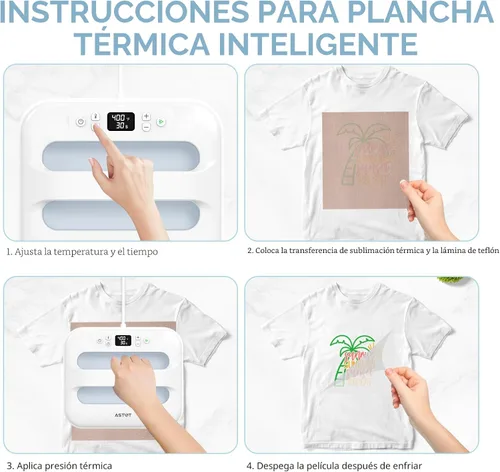 Miniatura 4 de AST&T Máquina de prensa térmica de 12 x 10 pulgadas, portátil y fácil de prensar para camisetas, almohadas, bolsas de mano y más, color blanco