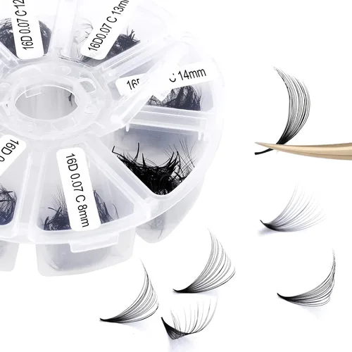 Miniatura 9 de Racimos de pestañas 60D/80D, extensiones de pestañas DIY, pestañas rizadas D, racimos de pestañas esponjosas, longitud mixta 12-16 mm, racimos