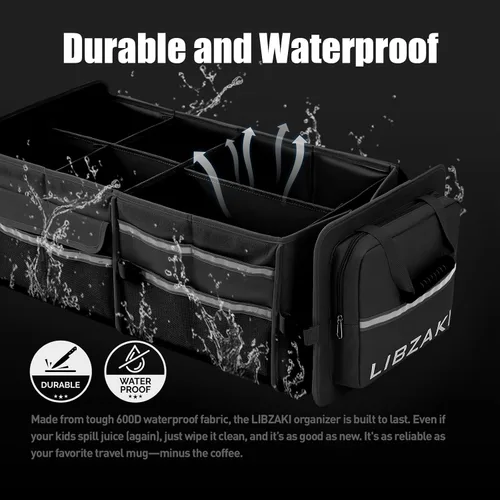 Miniatura 2 de LIBZAKI - Organizador de almacenamiento para maletero de automóvil, caja de almacenamiento plegable para auto, camión, SUV, color negro
