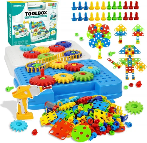 Juguetes de engranajes para niños de 4 a 8 años, juguetes educativos de construcción STEM, juego de juguetes de construcción para niños y niñas,