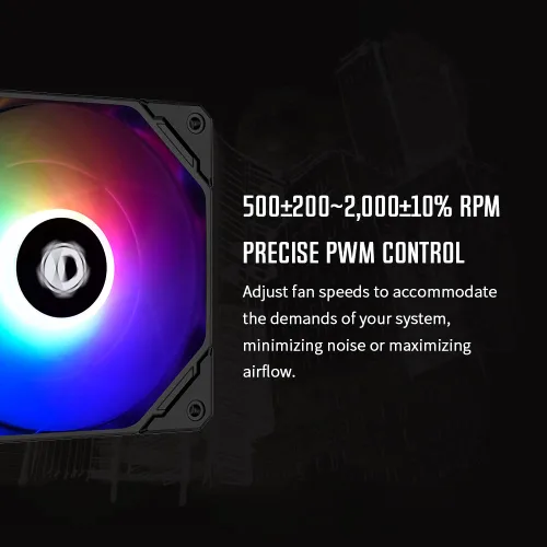 Miniatura 6 de ID-COOLING NO-12015-XT-ARGB Ventilador de caja de 0.591 in de espesor PWM Ventilador ARGB Iluminación para radiador/enfriador de CPU/carcasa