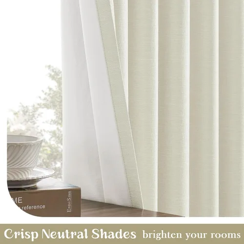 Miniatura 5 de Cortinas opacas de 54 pulgadas de largo para dormitorio, sala de estar, cortinas beige con aislamiento térmico, oscurecimiento de la habitación