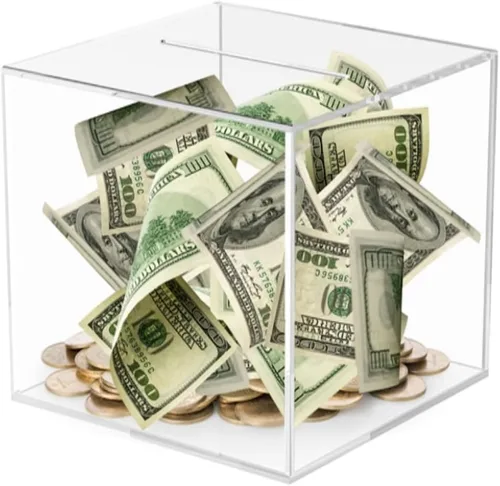 Miniatura 10 de Hucha de acrílico transparente compacto contenedor de monedas para uso diario para accesorios para el hogar y ahorros educativos