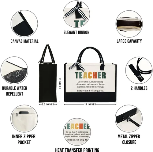Miniatura 2 de OASSIE Regalos de agradecimiento para profesores, regalos del día del profesor, bolsa de mano para profesores, bolsa de lona de 13 onzas