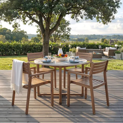 Miniatura 16 de Quarte Moderno juego de comedor de patio al aire libre de 5 piezas, juego de barra de mimbre de ratán de polietileno para jardín, 4 sillas de altura