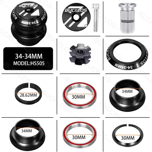 Miniatura 3 de BUCKLOS 1-1/8 Auriculares de Bicicleta MTB Sin Rosca 34 44 44-50.6 44-55 44-56 41.8-52mm, Caja de Dirección con Rodamientos Sellados Dobles
