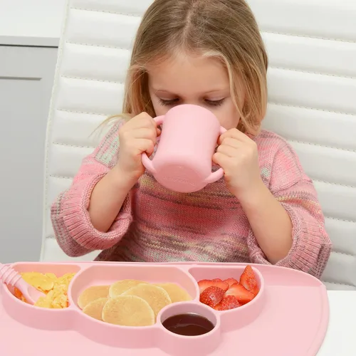 Miniatura 5 de PrimaStella Taza de entrenamiento de silicona para bebés y niños pequeños con asas (coral)