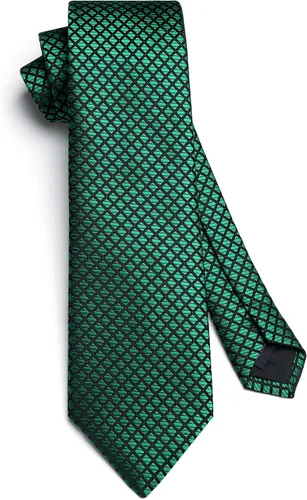 Miniatura 19 de HISDERN Conjunto de corbata a cuadros a cuadros pañuelo tejido clásico formal para hombre corbata y bolsillo cuadrado