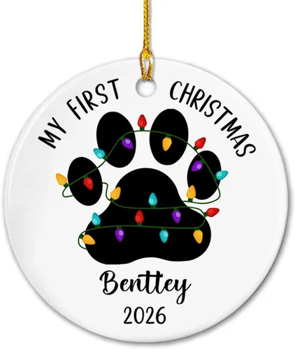 Miniatura 23 de Adorno de cerámica de Navidad personalizado para perro y gato, adorable adorno de Navidad amigable y leal, marco de fotos, adornos de Navidad 2026