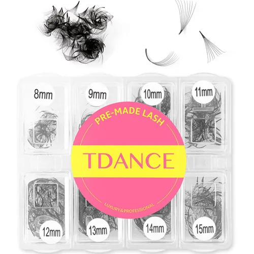 Miniatura 9 de TDANCE 600 Abanicos Abanicos Prefabricados Extensiones de Pestañas Naturales y Volumen Longitud Mixta Abanicos de Pestañas Prefabricadas 5D-24D