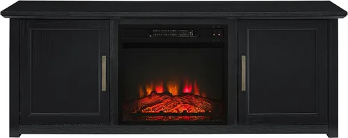 Miniatura 4 de Crosley Furniture Camden Soporte de TV con chimenea de perfil bajo para televisores de más de 65 pulgadas, centro de entretenimiento con estantes
