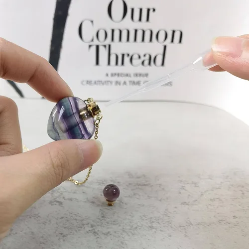Miniatura 16 de Perfume Bottle Necklace Heart Shape, Amethyst Necklace Healing Crystal for Women, Essential Oil Diffuser Bottle Necklace Jewelry for Liquid
