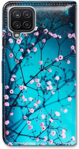Miniatura 7 de Bcov Funda para Galaxy A12, funda de piel con tapa para teléfono con ranura para tarjeta y soporte para Samsung Galaxy A12 2021 plum blossom