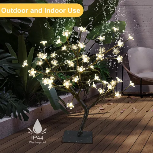 Miniatura 2 de Lámpara de árbol bonsái de 18 pulgadas con 48 LED de flor de cerezo japonés, decoración para interiores y exteriores, adaptador de fiesta de boda