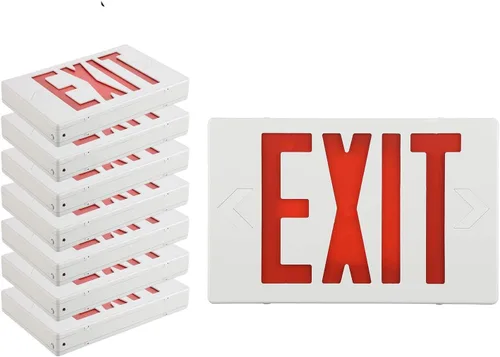 Miniatura 11 de Paquete de 6 luces LED de salida de letras rojas con luces de emergencia, certificación UL, doble cara, dos luces LED de salida de emergencia