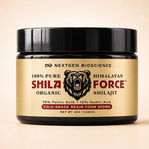 ShilaForce™ Shilajit - Resina viva orgánica orgánica del Himalaya cosechada en estado silvestre de grado dorado, 500 mg, 70% ácido fúlvico y 10%