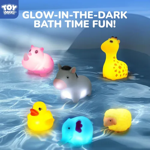Miniatura 4 de TOY Life 12 piezas de juguetes de baño de animales que se iluminan para edades 1-3, juguetes de baño luminosos sin agujeros para niños, regalos