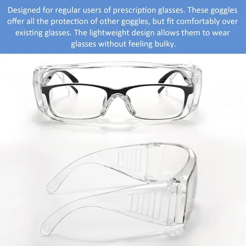 Miniatura 4 de Queekay Gafas de seguridad sobre anteojos Gafas de protección contra polvo, impacto y arañazos para hombres, mujeres, enfermeras, trabajadores