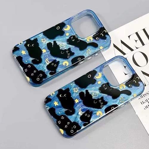 Miniatura 5 de Funda de teléfono para iPhone 11 con patrón de gato lindo, estética, genial y femenina con correa de encantos de teléfono y cadena, funda protectora