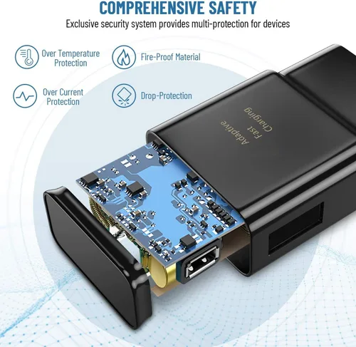 Miniatura 2 de Kit de Cargador Rápido Adaptativo Samsung con Cable de Carga USB Tipo C de 8 Pies para Samsung Galaxy S8/S8 Plus/S9/S9 Negro