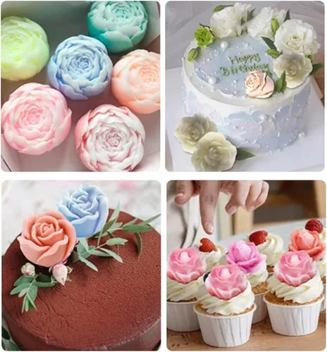 Miniatura 5 de Molde de resina para velas de flores, molde de silicona para hacer velas, 6 piezas de peonía de rosa 3D, San Valentín, día de la madre, molde